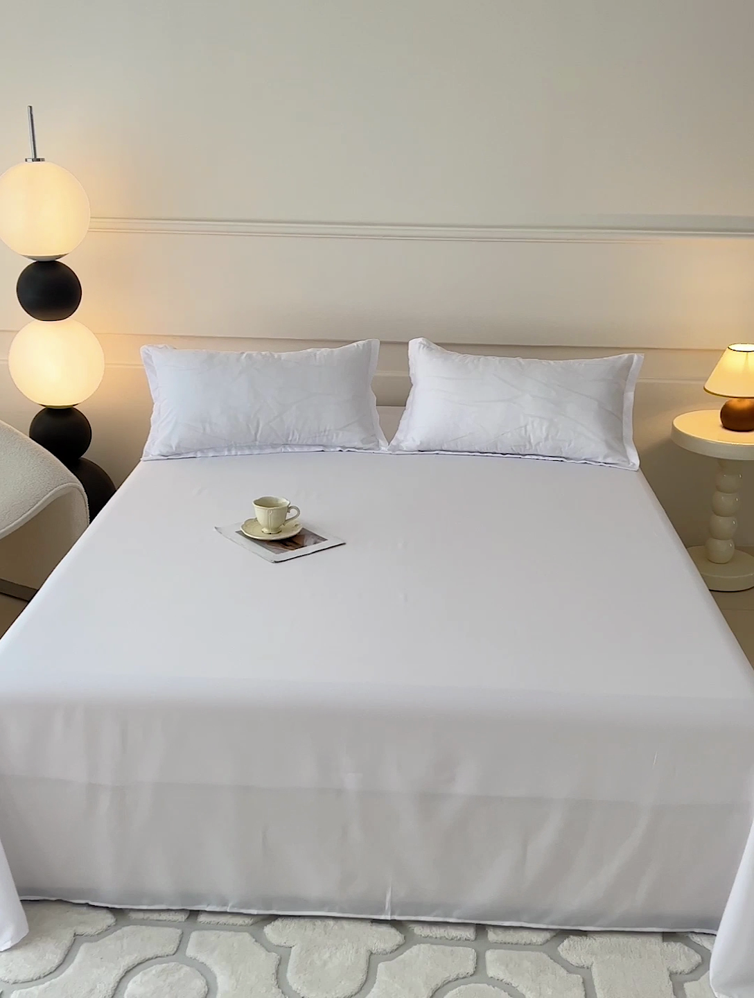 91家纺网 家纺一手货源 找家纺 楠沐家纺  2025年新款纯色亲肤芦荟棉水洗棉床单系列床单枕套 本白