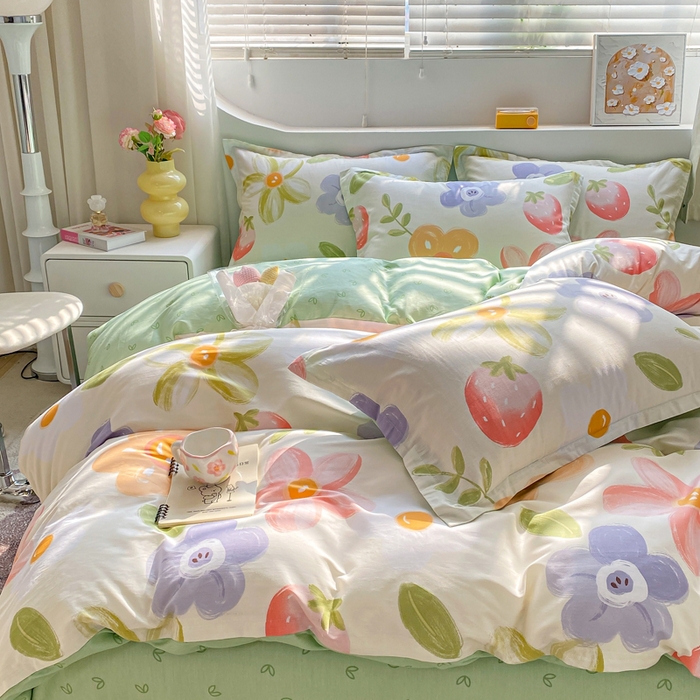 91家纺网 家纺一手货源 找家纺 朵安家纺 2024新款12868全棉四件套系列-四件套 草莓仙子
