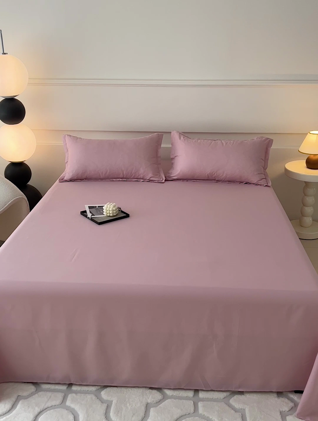 91家纺网 家纺一手货源 找家纺 楠沐家纺  2025年新款纯色亲肤芦荟棉水洗棉床单系列床单枕套 粉红