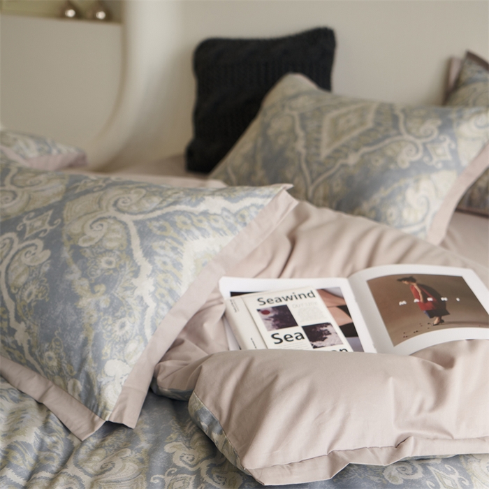 91家纺网 家纺一手货源 找家纺 橙艺家居 2024新款全棉臻品柔棉立体小宽边四件套 罗曼史-绿