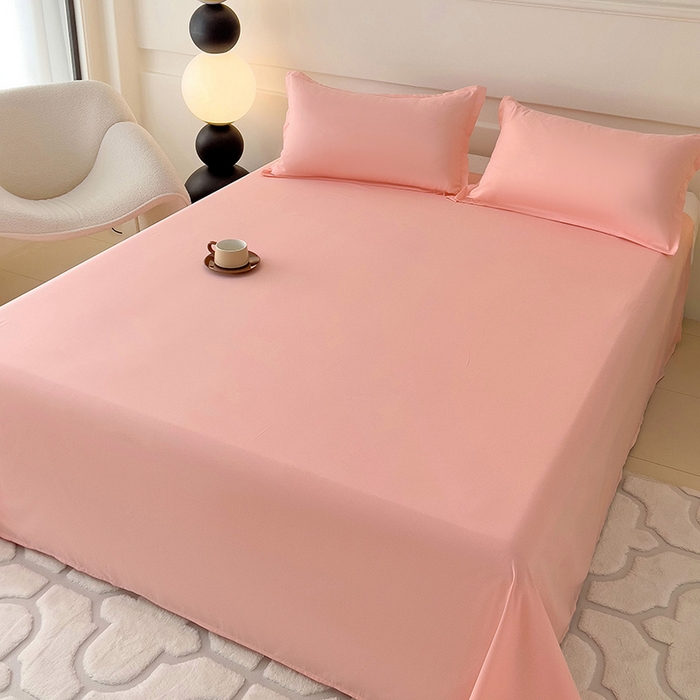 91家纺网 家纺一手货源 找家纺 （总）楠沐家纺  2025年新款纯色亲肤芦荟棉水洗棉床单系列-床单枕套