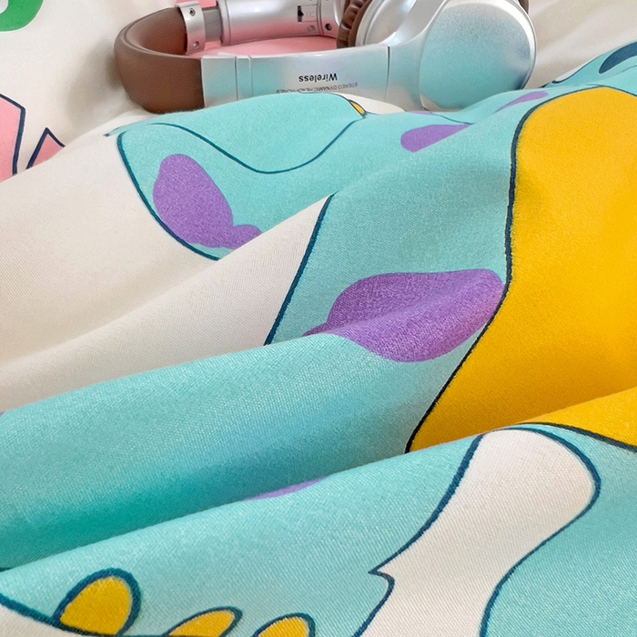 91家纺网 家纺一手货源 找家纺 楠沐家纺 2025新款亲肤柔软水洗棉磨毛印花被套 怪兽大学