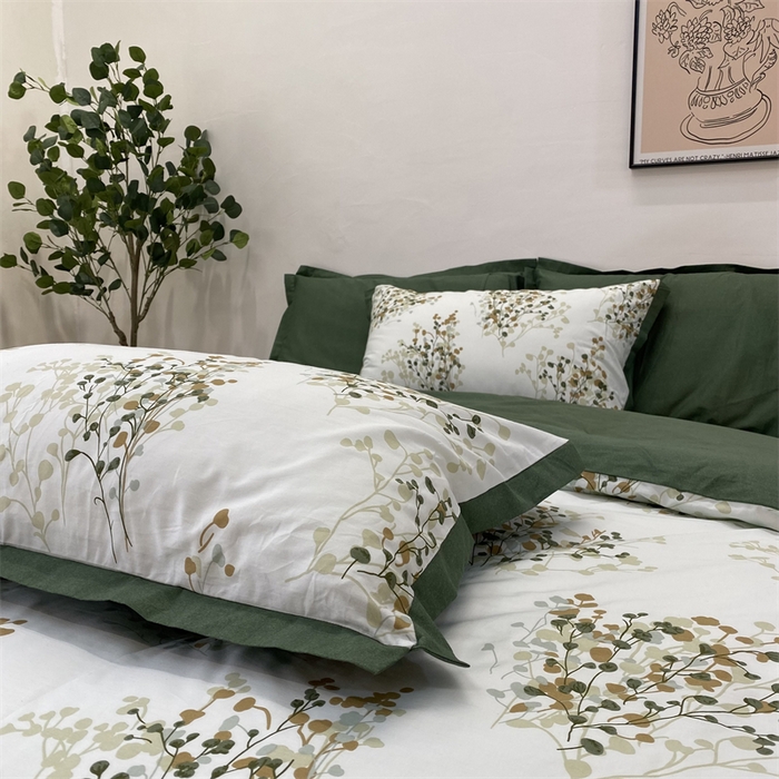 91家纺网 家纺一手货源 找家纺 橙艺家居 2024新款全棉臻品柔棉立体小宽边四件套 白芷-米