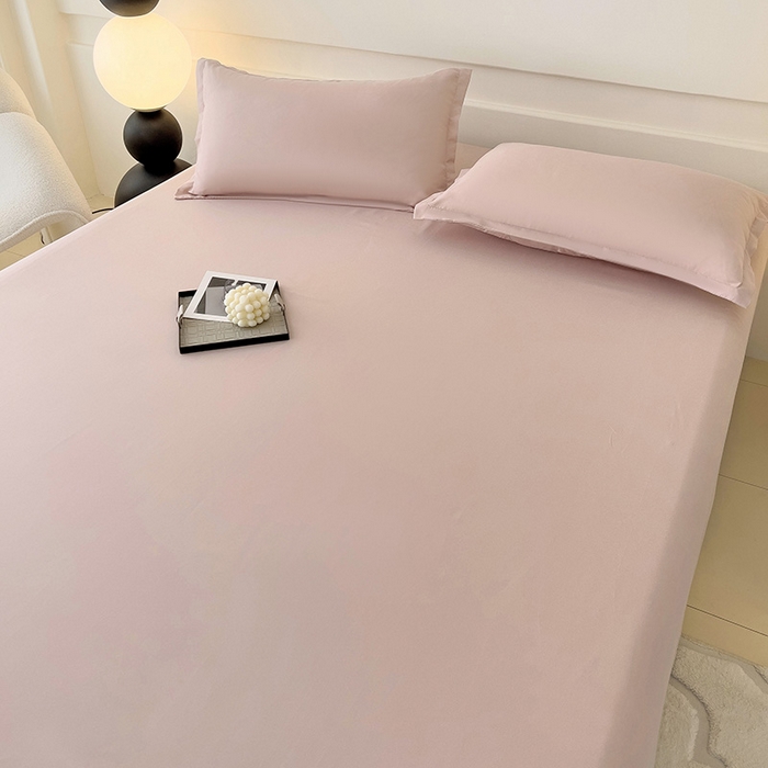 91家纺网 家纺一手货源 找家纺 楠沐家纺  2025年新款纯色亲肤芦荟棉水洗棉床单系列床单枕套 粉红