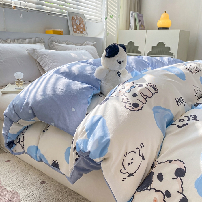 91家纺网 家纺一手货源 找家纺 朵安家纺 2024新款12868全棉单被套系列 斑点狗