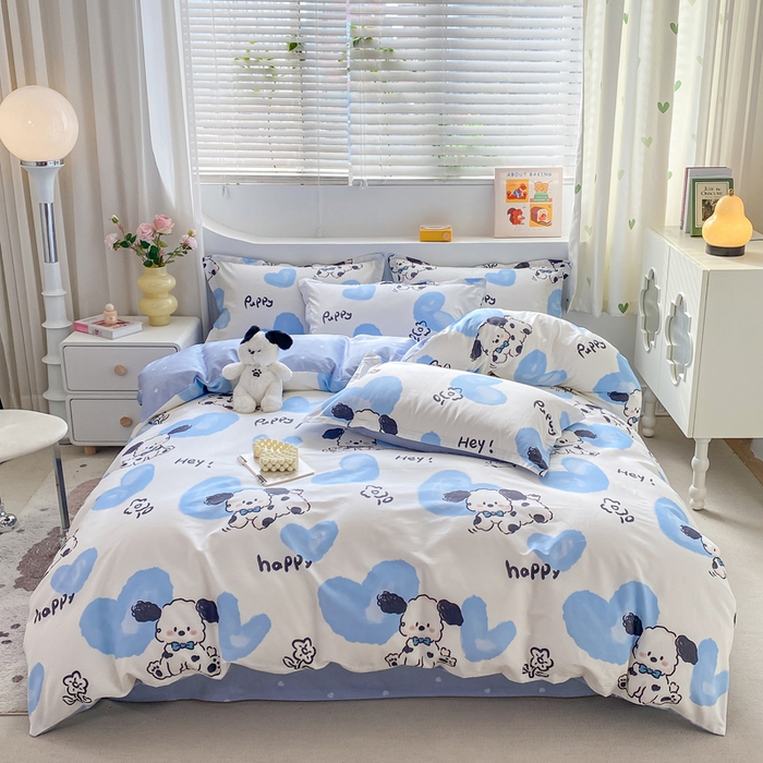 91家纺网 家纺一手货源 找家纺 朵安家纺 2024新款12868全棉四件套系列-四件套 斑点狗