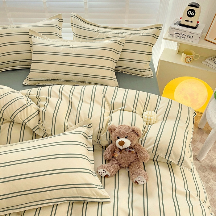 91家纺网 家纺一手货源 找家纺 楠沐家纺 2025新款亲肤柔软水洗棉磨毛印花被套 橄榄绿