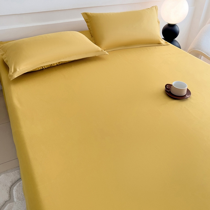 91家纺网 家纺一手货源 找家纺 楠沐家纺  2025年新款纯色亲肤芦荟棉水洗棉床单系列床单枕套 金色