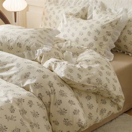 91家纺网 家纺一手货源 找家纺 金奇达 2024新款全棉蕾丝花边四件套 庄园茶会