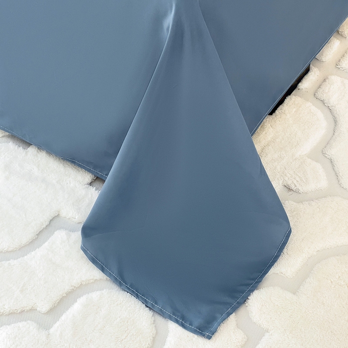 91家纺网 家纺一手货源 找家纺 楠沐家纺  2025年新款纯色亲肤芦荟棉水洗棉床单系列床单枕套 深蓝