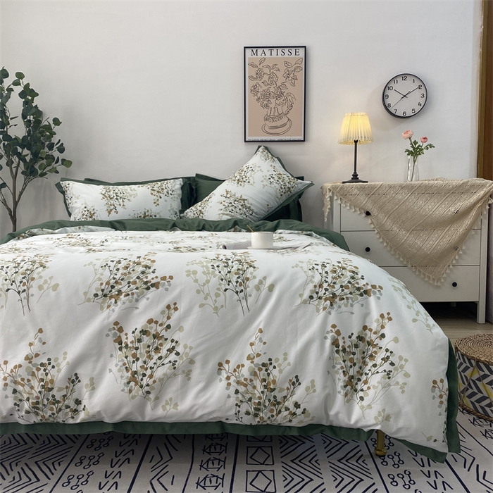 91家纺网 家纺一手货源 找家纺 橙艺家居 2024新款全棉臻品柔棉立体小宽边四件套 白芷-米