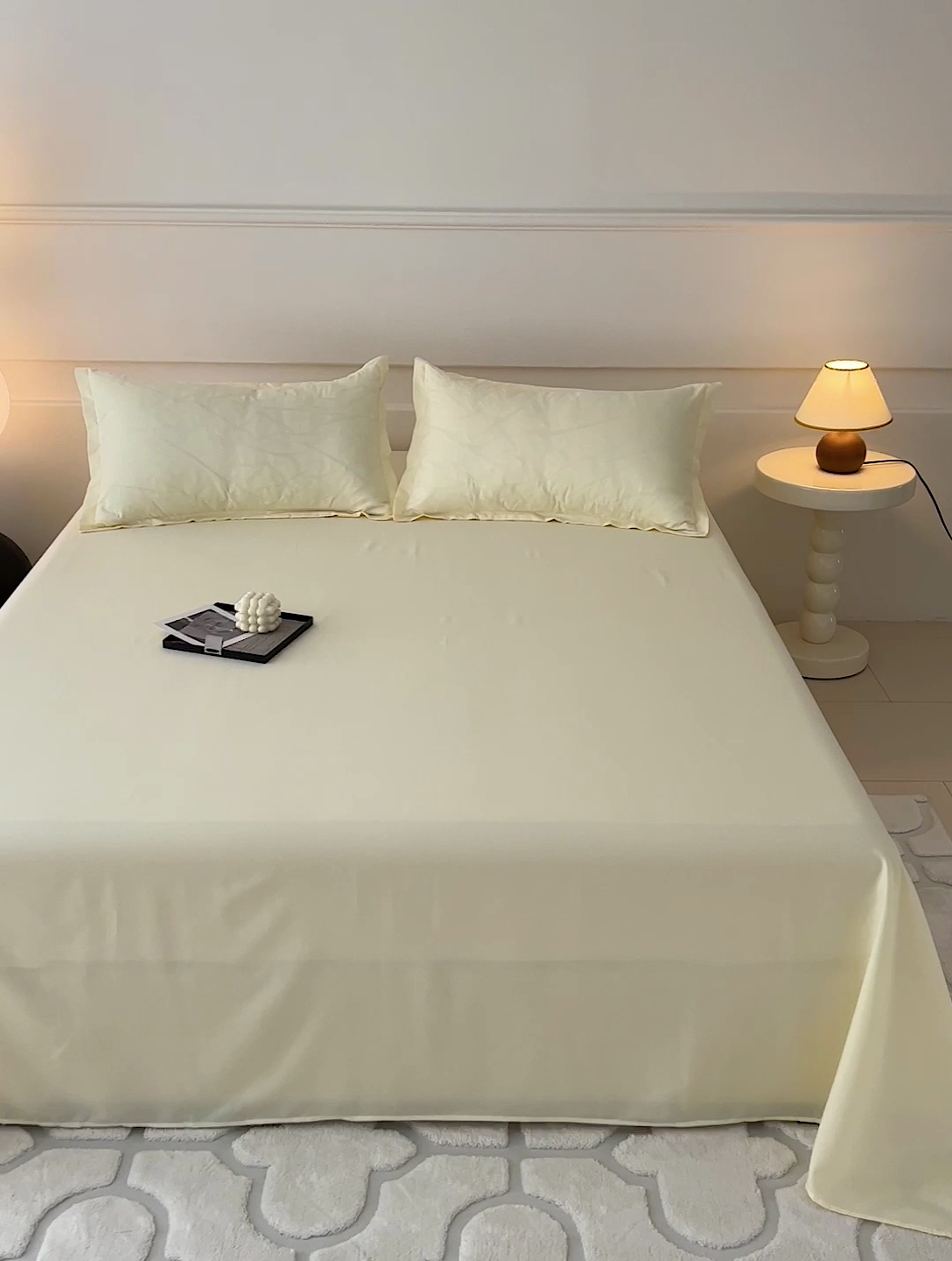 91家纺网 家纺一手货源 找家纺 楠沐家纺  2025年新款纯色亲肤芦荟棉水洗棉床单系列床单枕套 米黄