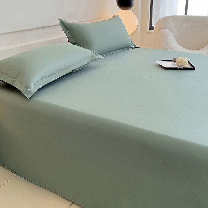 91家纺网 家纺一手货源 找家纺 楠沐家纺  2025年新款纯色亲肤芦荟棉水洗棉床单系列床单枕套 军绿