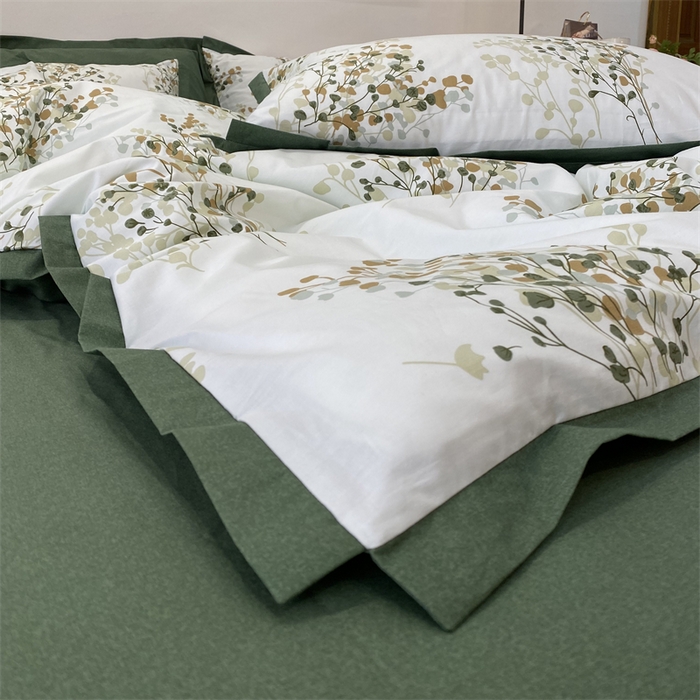 91家纺网 家纺一手货源 找家纺 橙艺家居 2024新款全棉臻品柔棉立体小宽边四件套 白芷-米