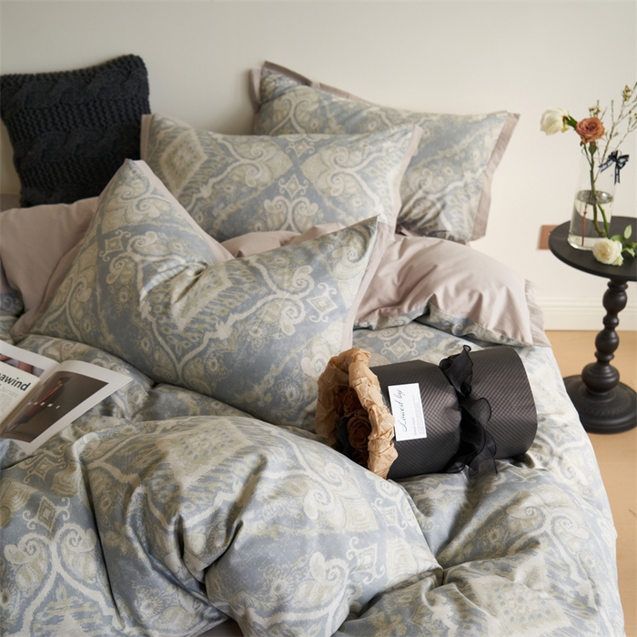 91家纺网 家纺一手货源 找家纺 橙艺家居 2024新款全棉臻品柔棉立体小宽边四件套 罗曼史-绿