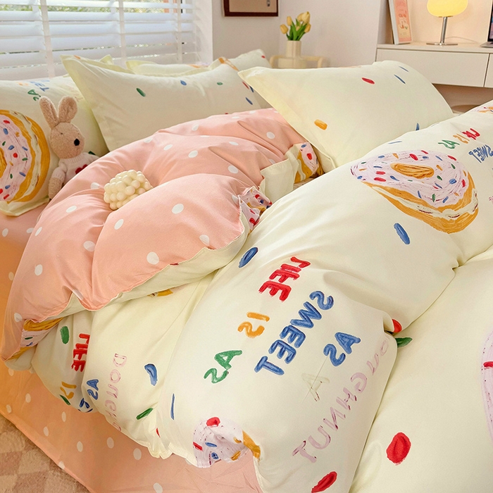 91家纺网 家纺一手货源 找家纺 楠沐家纺 2025新款亲肤柔软水洗棉磨毛印花被套 甜甜圈