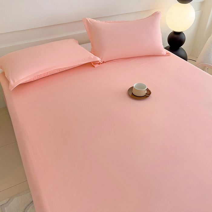 91家纺网 家纺一手货源 找家纺 楠沐家纺  2025年新款纯色亲肤芦荟棉水洗棉床单系列床单枕套 浅玉