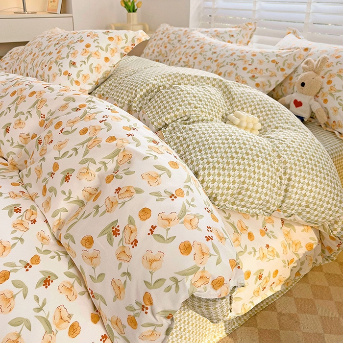 91家纺网 家纺一手货源 找家纺 楠沐家纺 2025新款亲肤柔软水洗棉磨毛印花被套 花千朵