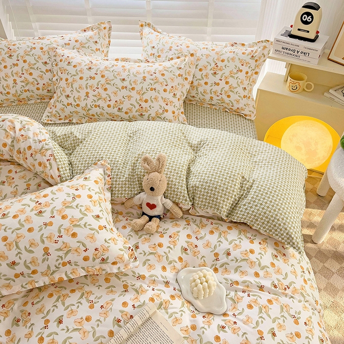 91家纺网 家纺一手货源 找家纺 楠沐家纺 2025新款亲肤柔软水洗棉磨毛印花被套 花千朵