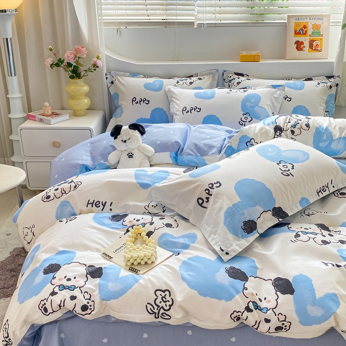 91家纺网 家纺一手货源 找家纺 朵安家纺 2024新款12868全棉四件套系列-四件套 斑点狗