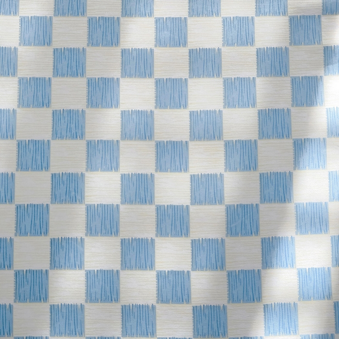 91家纺网 家纺一手货源 找家纺 楠沐家纺  2025年新款亲肤水洗棉芦荟棉印花床单系列 棋盘格-蓝