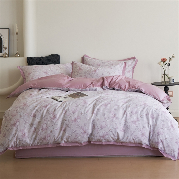 91家纺网 家纺一手货源 找家纺 橙艺家居 2024新款全棉臻品柔棉立体小宽边四件套 栀柔-粉