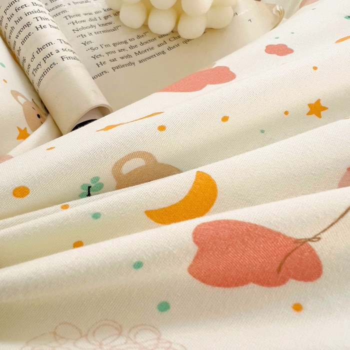 91家纺网 家纺一手货源 找家纺 楠沐家纺 2025新款亲肤柔软水洗棉磨毛印花被套 彩虹猴