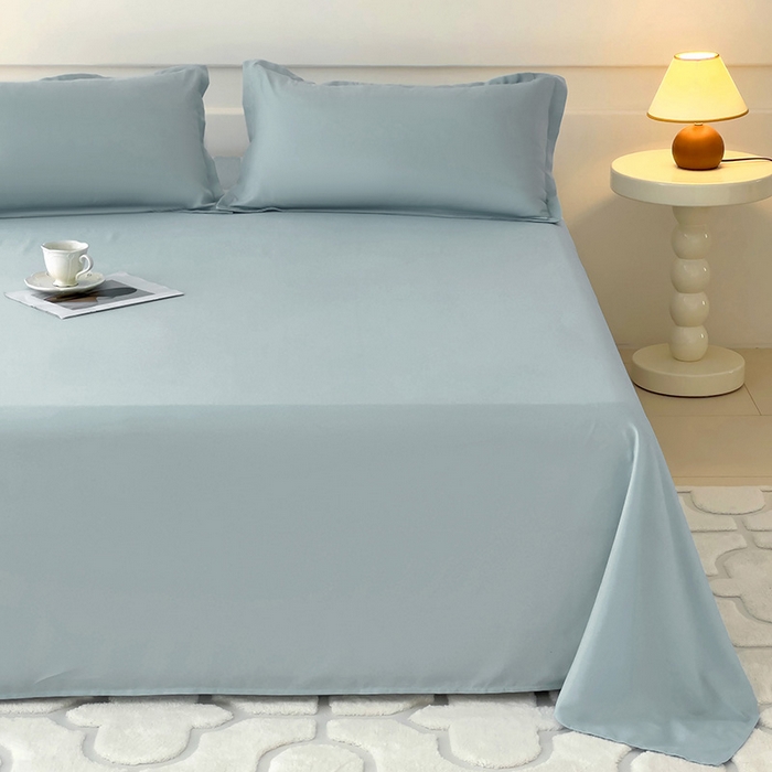 91家纺网 家纺一手货源 找家纺 楠沐家纺  2025年新款纯色亲肤芦荟棉水洗棉床单系列床单枕套 浅灰