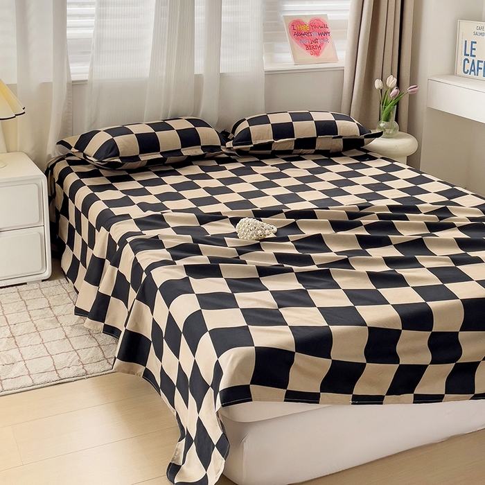 91家纺网 家纺一手货源 找家纺 楠沐家纺  2025年新款亲肤水洗棉芦荟棉印花床单系列 米卡