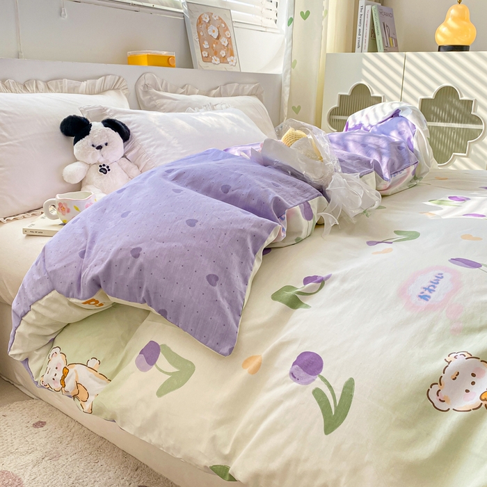 91家纺网 家纺一手货源 找家纺 朵安家纺 2024新款12868全棉单被套系列 欢乐熊