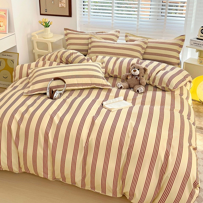 91家纺网 家纺一手货源 找家纺 楠沐家纺 2025新款亲肤柔软水洗棉磨毛印花被套 黑棕糖