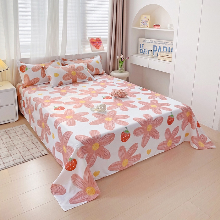 91家纺网 家纺一手货源 找家纺 楠沐家纺  2025年新款亲肤水洗棉芦荟棉印花床单系列 阳光花苑