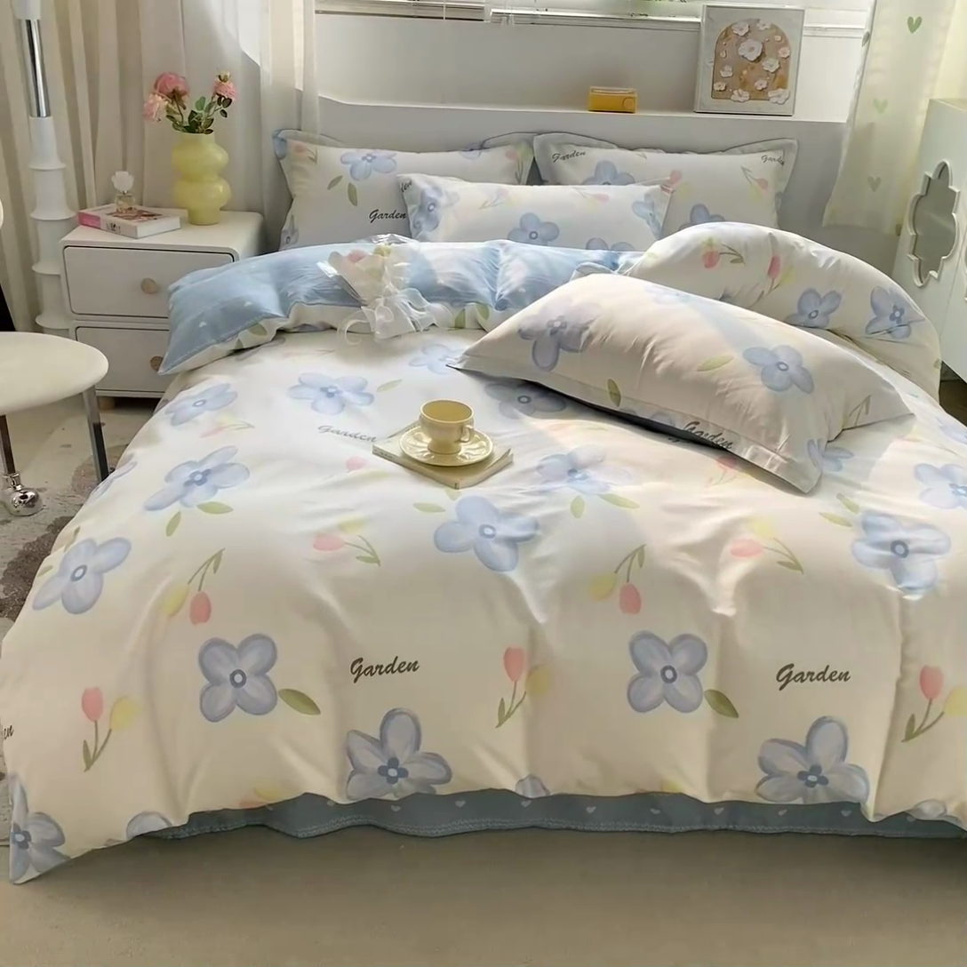 91家纺网 家纺一手货源 找家纺 朵安家纺 2024新款12868全棉单被套系列 春熙-兰