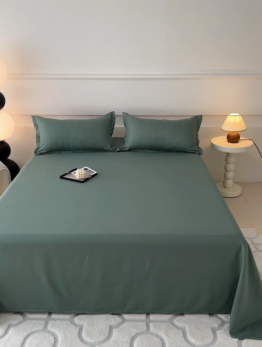 91家纺网 家纺一手货源 找家纺 楠沐家纺  2025年新款纯色亲肤芦荟棉水洗棉床单系列床单枕套 军绿