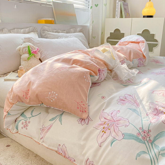 91家纺网 家纺一手货源 找家纺 朵安家纺 2024新款12868全棉单被套系列 清水百合