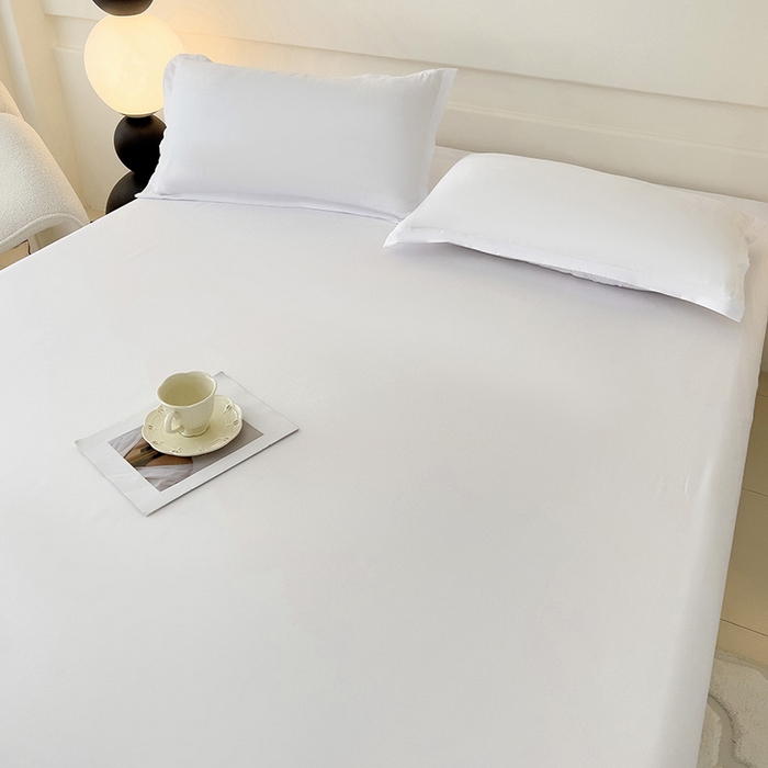 91家纺网 家纺一手货源 找家纺 楠沐家纺  2025年新款纯色亲肤芦荟棉水洗棉床单系列床单枕套 本白