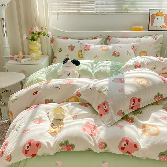 91家纺网 家纺一手货源 找家纺 朵安家纺 2024新款12868全棉四件套系列-四件套 草莓熊