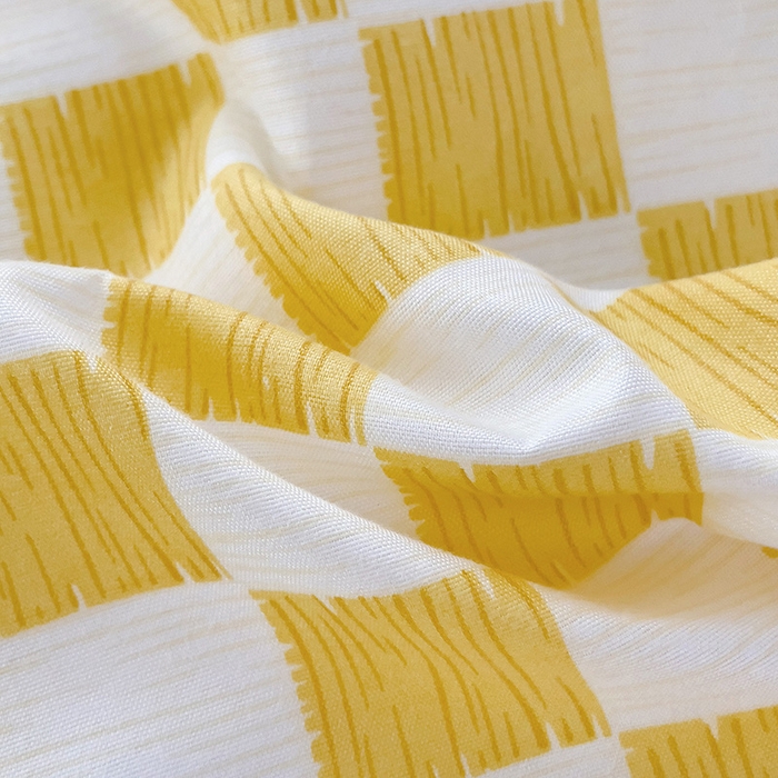 91家纺网 家纺一手货源 找家纺 楠沐家纺  2025年新款亲肤水洗棉芦荟棉印花床单系列 棋盘格-黄