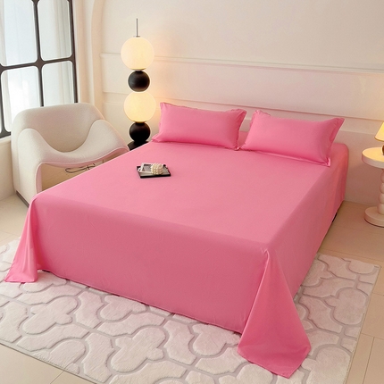 楠沐家纺  2025年新款纯色亲肤芦荟棉水洗棉床单系列床单枕套 玖红