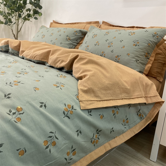 91家纺网 家纺一手货源 找家纺 橙艺家居 2024新款全棉臻品柔棉立体小宽边四件套 奈雪-绿