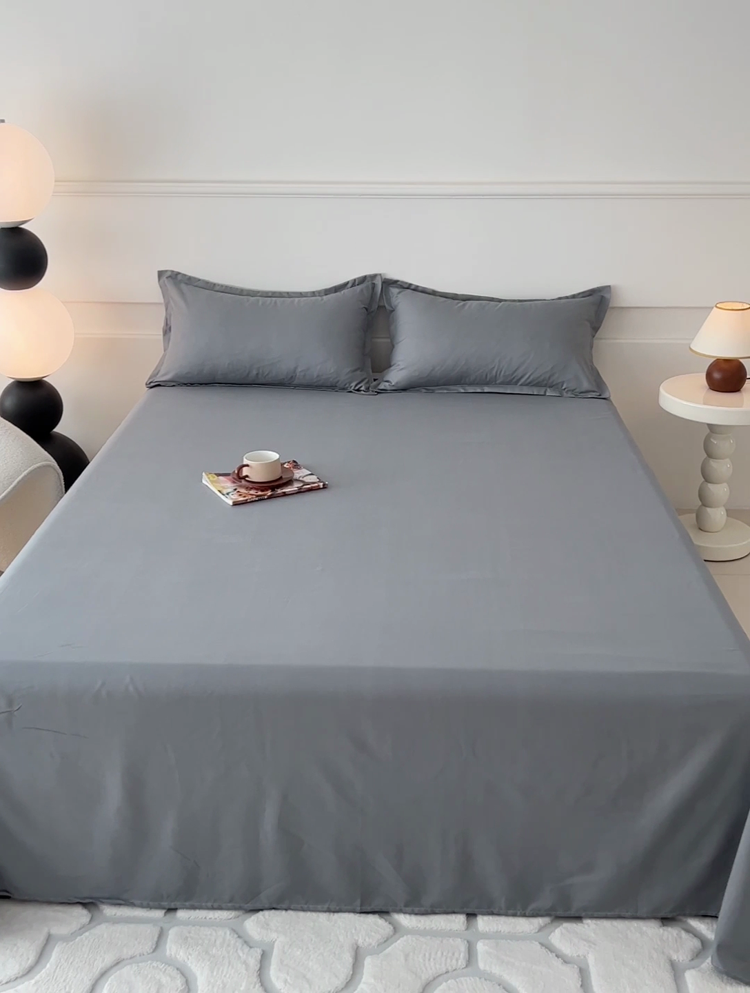 91家纺网 家纺一手货源 找家纺 楠沐家纺  2025年新款纯色亲肤芦荟棉水洗棉床单系列床单枕套 灰色