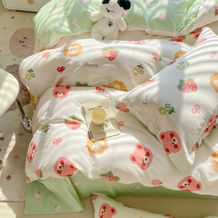 91家纺网 家纺一手货源 找家纺 朵安家纺 2024新款12868全棉四件套系列-四件套 草莓熊