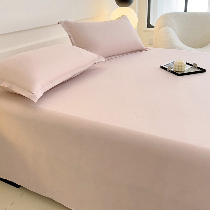 91家纺网 家纺一手货源 找家纺 楠沐家纺  2025年新款纯色亲肤芦荟棉水洗棉床单系列床单枕套 粉红