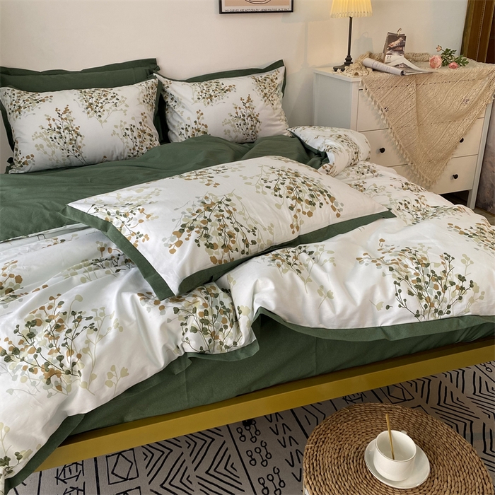 91家纺网 家纺一手货源 找家纺 橙艺家居 2024新款全棉臻品柔棉立体小宽边四件套 白芷-米