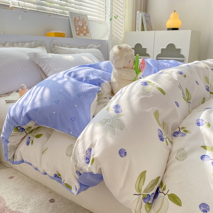 91家纺网 家纺一手货源 找家纺 朵安家纺 2024新款12868全棉单被套系列 初夏蓝莓