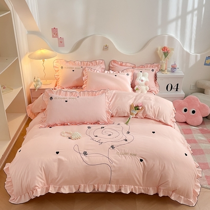 AB家纺 2024新款水洗棉绣花四件套-唯一系列 唯一朝颜玉