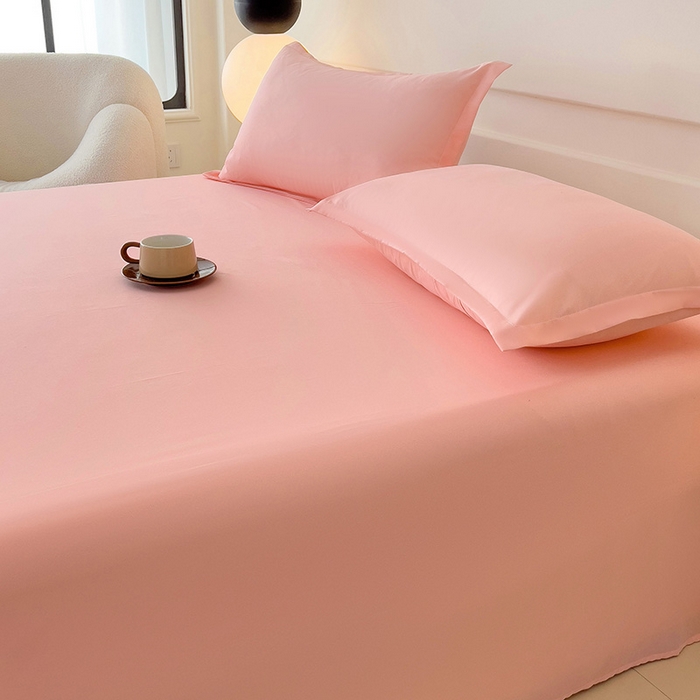 91家纺网 家纺一手货源 找家纺 （总）楠沐家纺  2025年新款纯色亲肤芦荟棉水洗棉床单系列-床单枕套