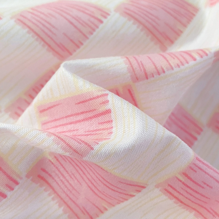 91家纺网 家纺一手货源 找家纺 楠沐家纺  2025年新款亲肤水洗棉芦荟棉印花床单系列 棋盘格-粉