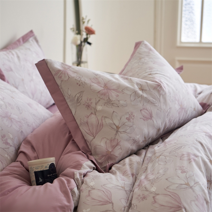 91家纺网 家纺一手货源 找家纺 橙艺家居 2024新款全棉臻品柔棉立体小宽边四件套 栀柔-粉