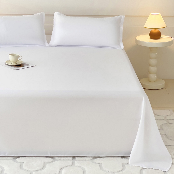 91家纺网 家纺一手货源 找家纺 楠沐家纺  2025年新款纯色亲肤芦荟棉水洗棉床单系列床单枕套 本白